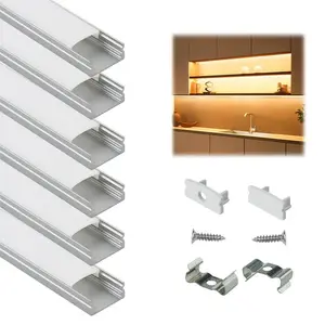 Muzata 3.3Ft/1Meter 8x17mm U Shape LED Aluminum Channel System with Cover, End Caps and Mounting Clips U1SW WW