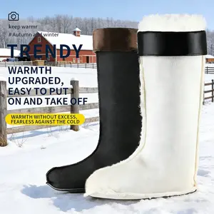 Men's extended winter rain boots with fleece lining, thickened and warm anti-freeze lining, and thermal socks.
