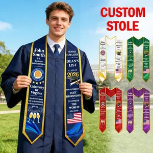 Custom 2026 Graduation Stole, Personalized Photo/Logo/Name/Flag Gradution Sash, Gift for Graduates, stole graduation, college grad gift, graduation party