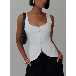 Spirito Vest Top White Thin Stripe