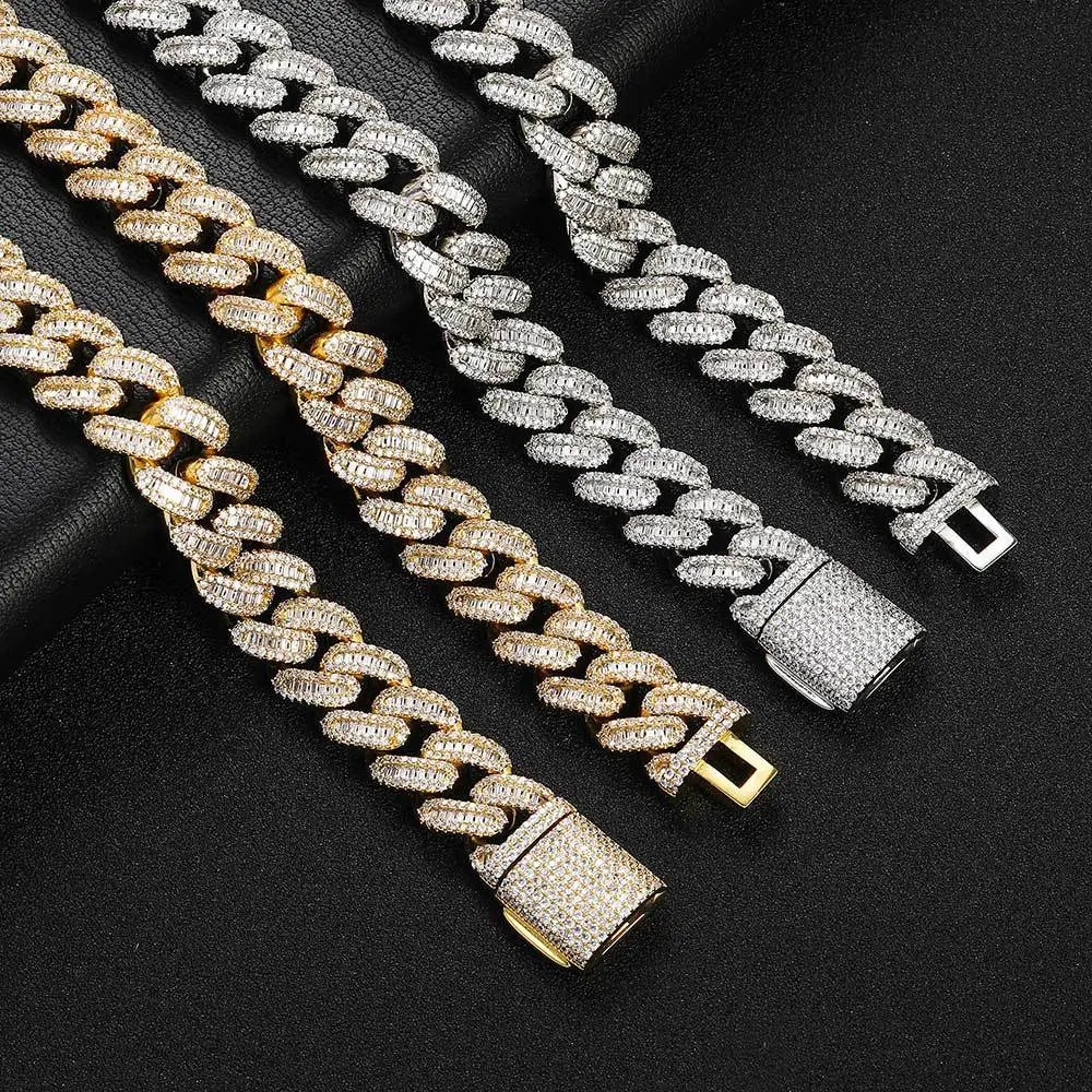 Artificial Gem Iced Out Cuban Link Blinged Chain, Sparkling Statement Necklace for Hip Hop Wear Jewelry Accessories