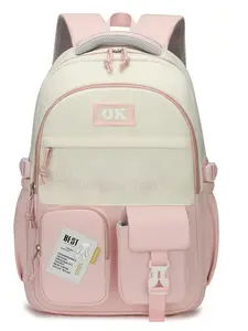 Colorblock Large Capacity Backpack, Casual Simple Zipper Backpack with Pocket, Fashionable Backpack for Women & Girls for Daily Use