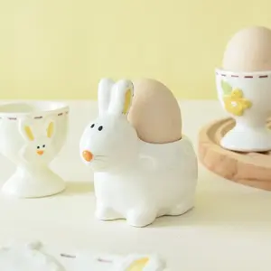Easter Bunny Ceramic Egg Cup, Cute Rabbit Design, Kitchen & Dining Table Utensil, Easter Gift, Egg Storage Tray, Home Decor