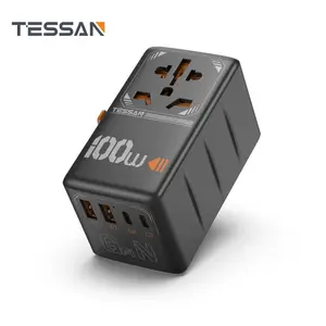TESSAN Universal Travel Adapter 35W/65W/100W Fast Charging with 4 USB Ports & 1 Type C for US EU UK AUS Ireland(Type C/G/A/I) Plug , Portable Charger for Cellphone/Smartphone/Electronic Devices, Travel Essential