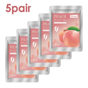 5Pair Peach Foot Mask Moisturizing Feet Mask Hyaluronic Acid Deep Cleans Foot Care for Moisturizing