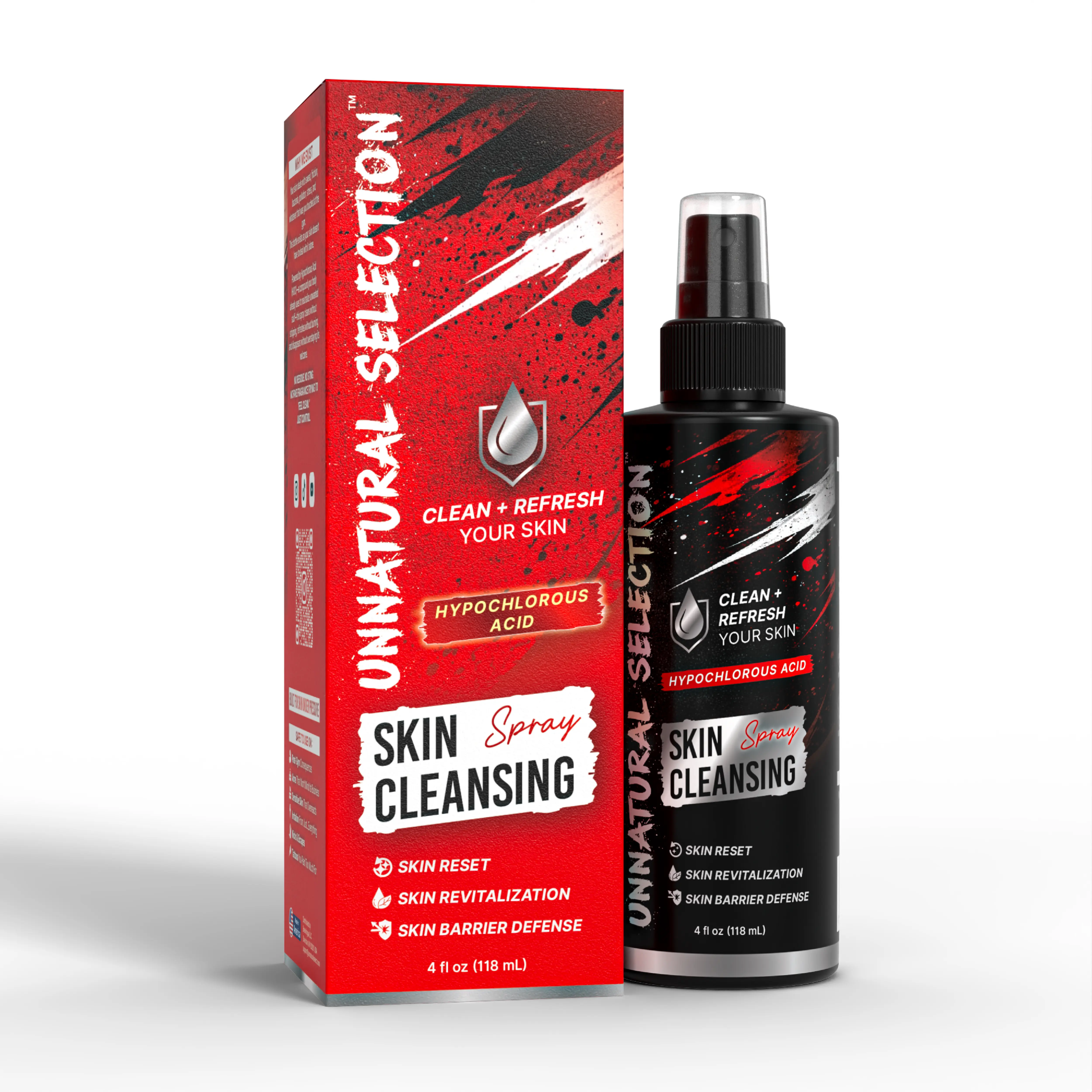Unnatural Selection Post-Workout Cleansing Facial Spray, 4 oz Hypochlorous Acid (HOCl) Mist for Acne-Prone & All Skin - Daily Face/Body Cleanser, Gym, Non Toxic, Adults, Skin Reset, Training, Water Spray