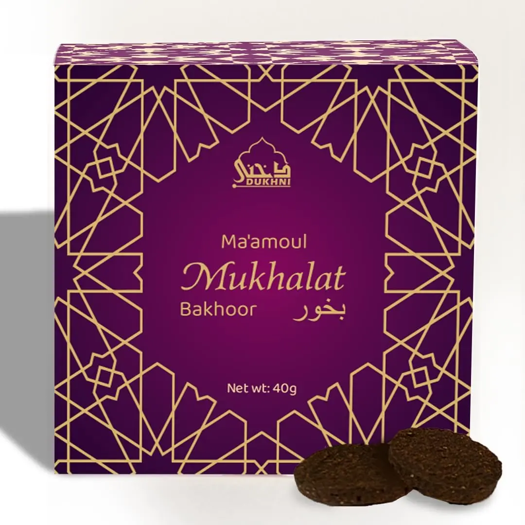 Dukhni Maamoul Mukhalat Bakhoor Incense - 40g Cruelty-Free Arabic Oud Floral Scent, Coin Pieces, Light Charcoal-Ready Jar, Casual Home Fragrance Supply for Birthday Gifting