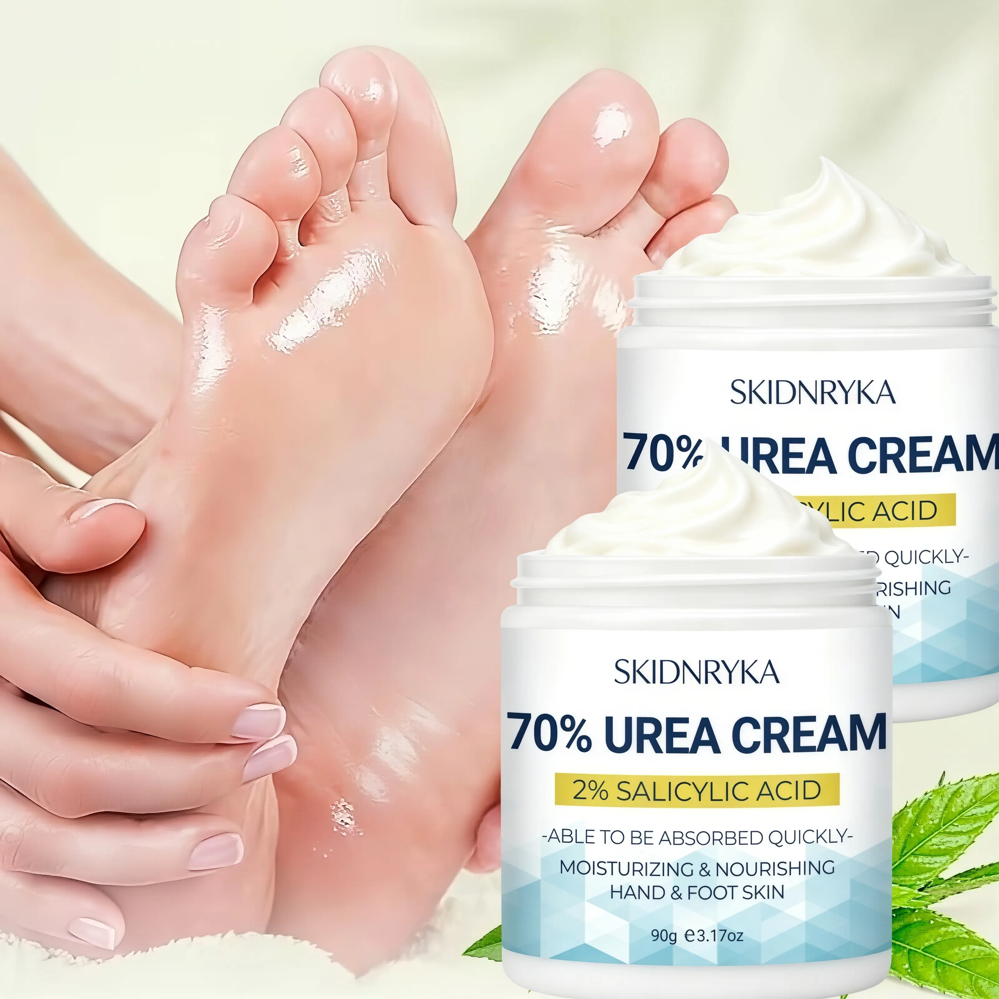 SKIDNRYKA Salicylic Acid Urea Foot Care Cream, moisturizes dry skin with a fast-absorbing, non-greasy formula. Suitable for hand and foot care in the morning and evening, daily body moisturizer, thoughtfully crafted Christmas gift, unisex Nails Moisture