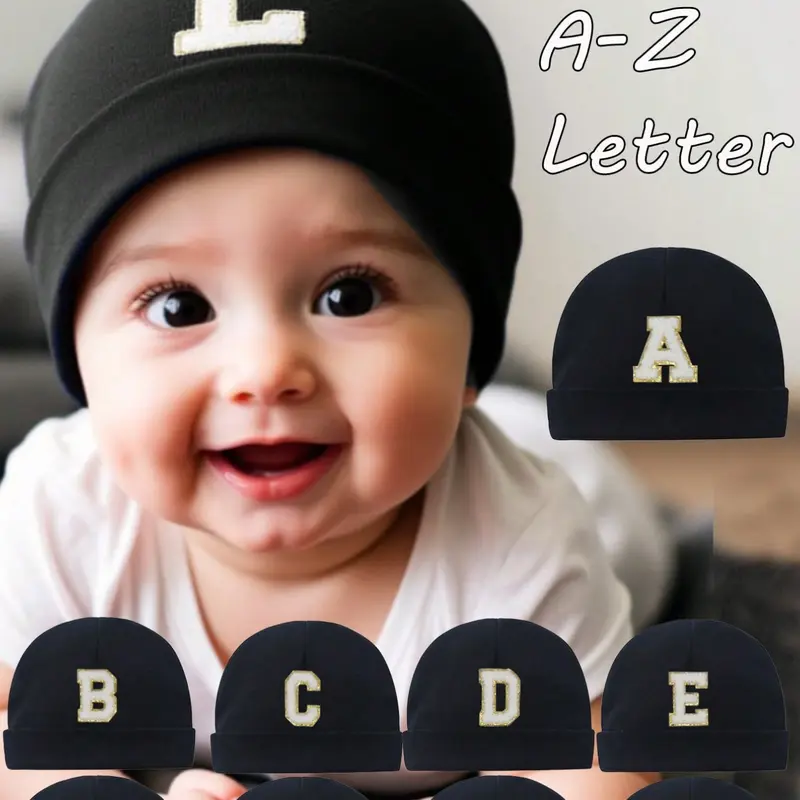 1PC Baby Hat 26 Letters Design Soft Warm Baby Photography Cap Outdoor Windproof Travel Accessory Suitable for Babies Ages 3-12 Months