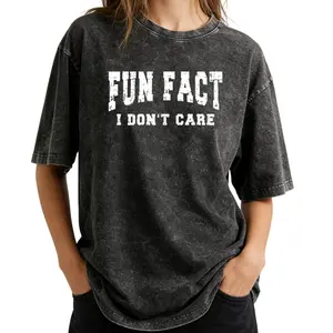 Fun Fact T-Shirt: 'I Don't Care' Washed Tee for Those Who Need a Mood Boost