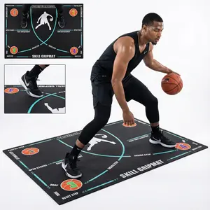 1pc Basketball Skill Grip Mat - Footwork Training Pad with Step Guidance, Anti-Slip for Dribbling & Shooting Drills，Basketball Footwork Training Mat - Marked Step Positions (Open Stance/Drop/Reset), Non-Slip Skill Practice Pad, Training Equipment