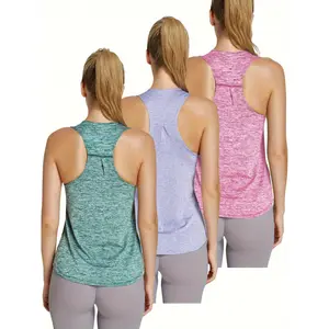 3pcs Women's Quick-Dry Workout Tank Tops - Sleeveless Racerback Fitness Shirts, Solid Color Athletic Training Tops for Gym, Yoga, Swimming & All-Season Wear, Non- & Machine Washable (Bulk Pack)
