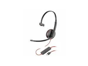 Poly Blackwire 3210 Monaural USB-C Headset +USBC/A Adapter - Mono - USB Type C, Mini-phone (3.5mm) - Wired - 32 Ohm - On-ear - Monaural - Ear-cup - 5.20 ft Cable - Omni-directional Microphone - Noise