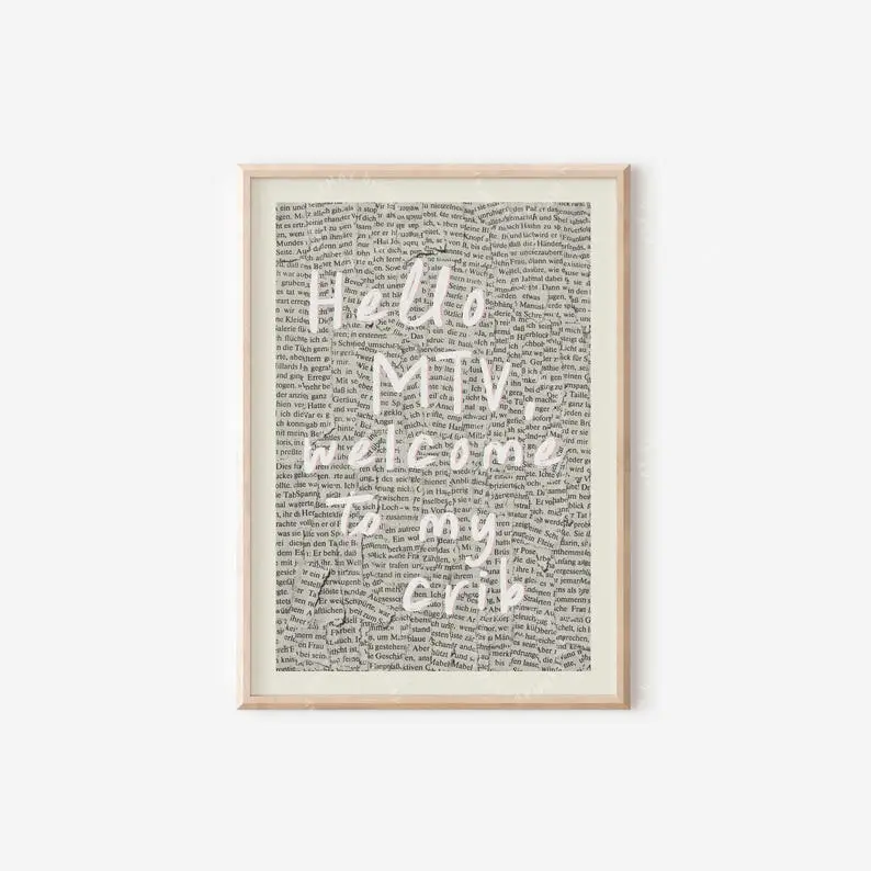 Hello MTV Welcome To My Crib Print Pink Entryway Wall Art Trendy Hallway Posters Newspaper Typography Cool Home Decor Physical Print
