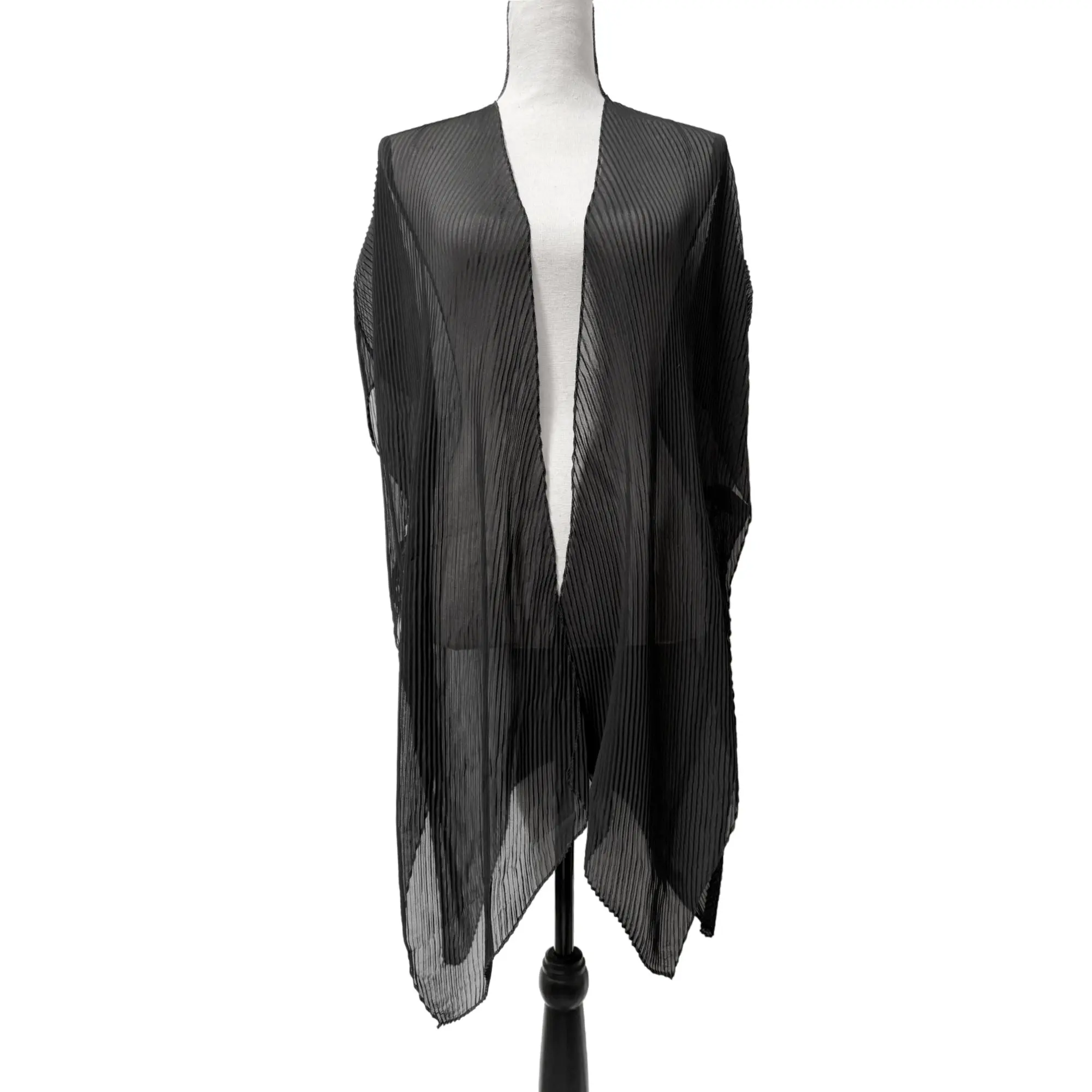 Women's Goth Plus Size Short Sleeve Lightweight Black Lily Shawl Cardigan - Adult Women's Chic Workwear & Beach Outfit