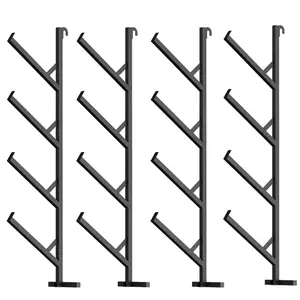4-Tier Shipping Container Rack System – No-Drill Vertical Storage Brackets – 400 lbs Capacity – Ideal for Cargo Management – Heavy Duty Durable Black Steel Organizer for Garage - 2/4 Pcs