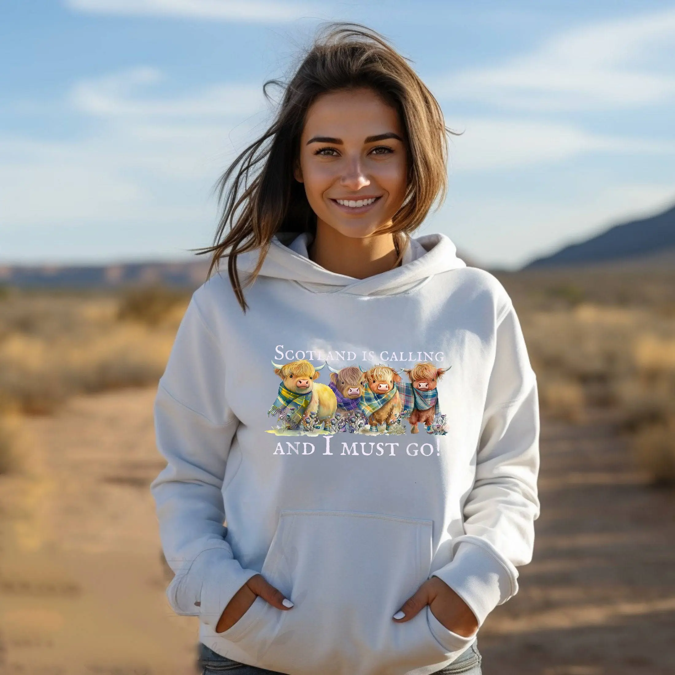 Scotland is Calling, Highland Cows, Hairy Coos, Scottish Cow Hoodie