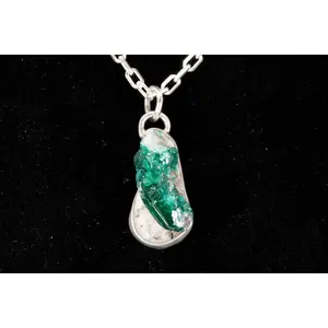 Natural Green Apatite Crystal In Matrix Pendant Set In Sterling Silver