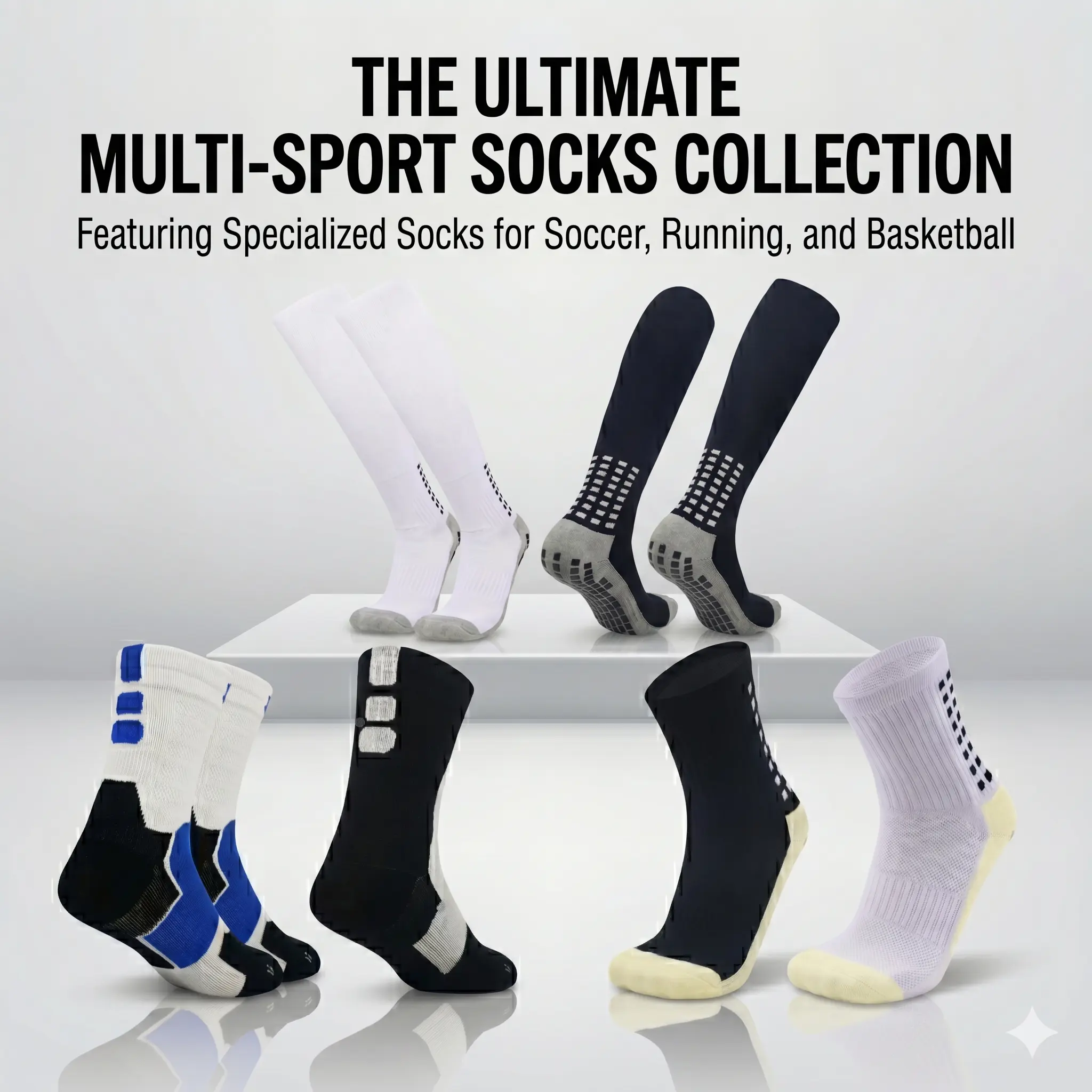 Sports socks; unisex compression running socks; mid-calf basketball socks; long soccer socks; quick-drying, non-slip, sweat-wicking socks; thickened, antibacterial, sweat-wicking socks Athletic Breathable Elastic Football Hospital Ribbed