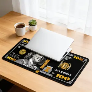 Golden Mouse Pad - Golden Pattern Extended Gaming & Office Desk Mat, Stitched Edges & Non-Slip Base