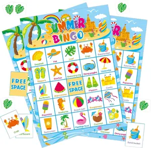 24 Players Summer Bingo Game Cards Beach Party Games for Kids & Adults, Pool Party, Classroom Activities, Birthday, Hawaiian Luau, Ocean Theme Family Fun Supplies