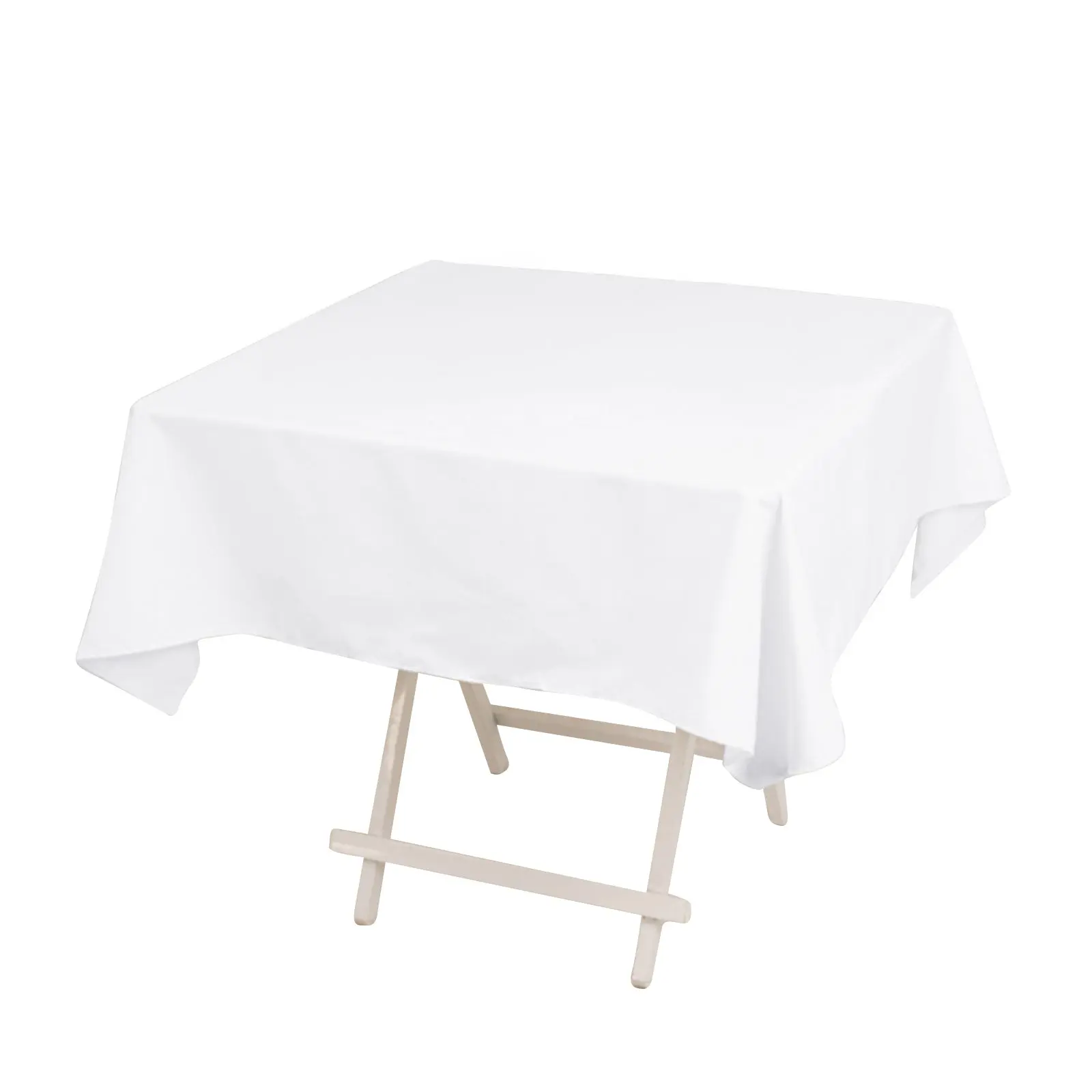 White Cotton Blend 54"x54" Square Tablecloth - Wrinkle-Resistant Kitchen Linen Table Cover for Party, Wedding, Birthday