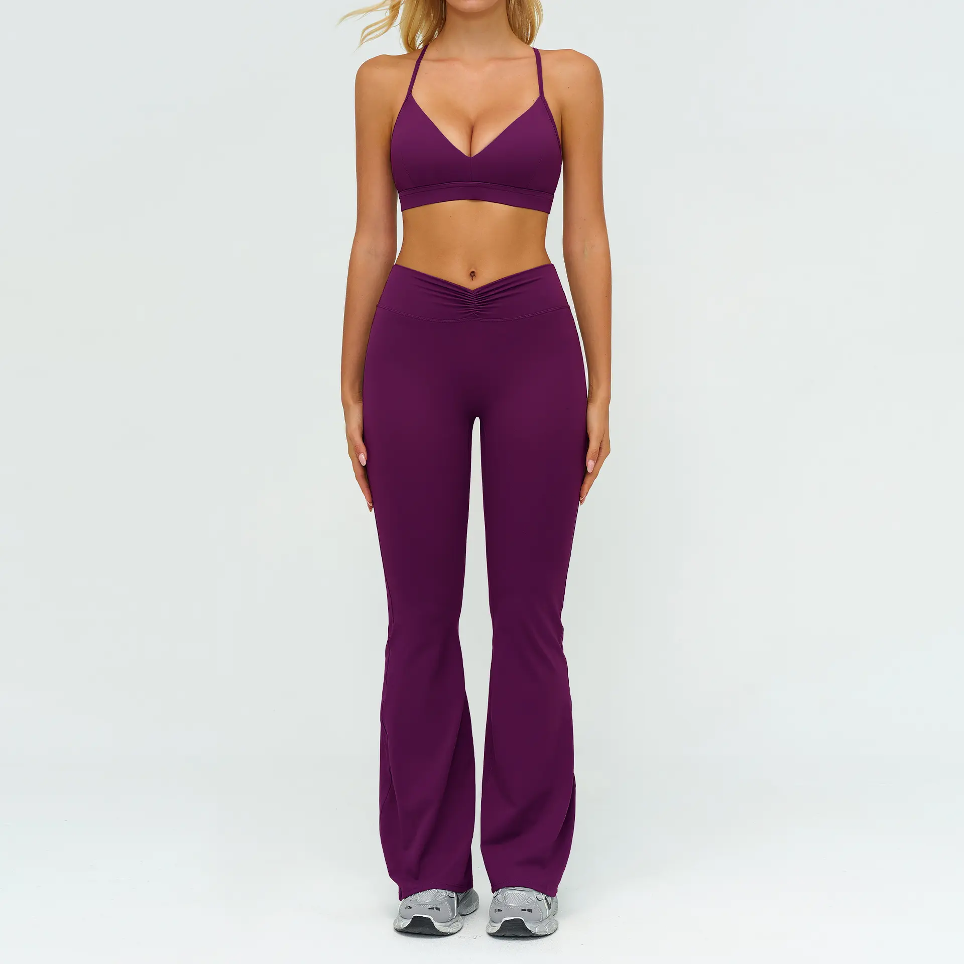 9313 1 bra+9313 2 flared pants   Jufeng