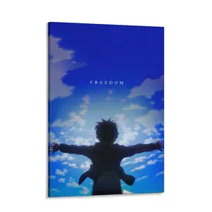 Attack on Titan Eren Yeager FREEDOM Canvas Print | AOT Anime Wall Art for Bedroom Dorm Decor, Waterproof & Fade-Resistant, Vibrant Aesthetic Poster for Otaku Room