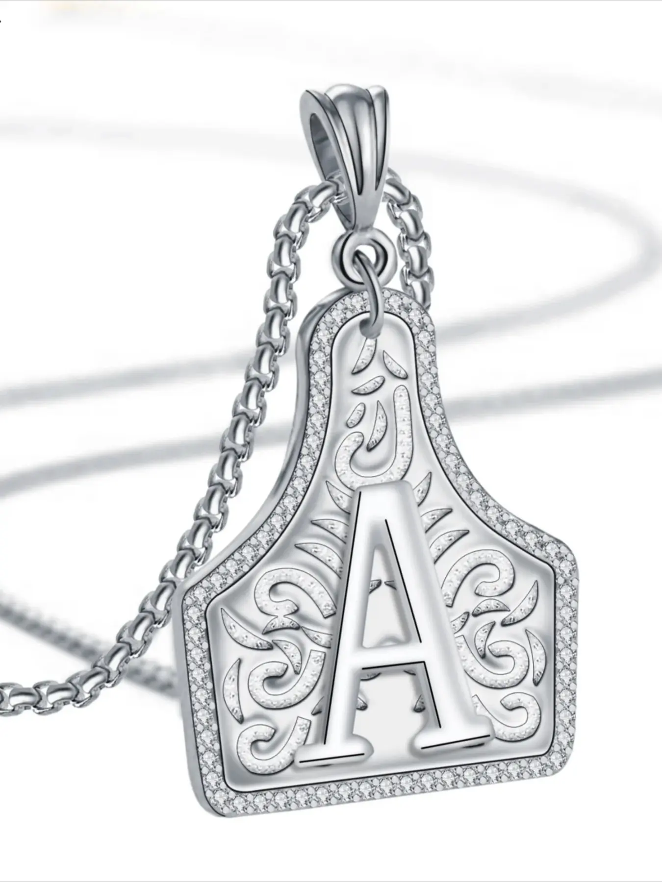 Handmade Cow Tag Necklace with Copper Initial A-Z Letter Pendant Necklace Alphabet Letter Necklace Mens Womens Capital Letter Stainless Steel Box Chain 22inch Valentine's Day Gift｜Unisex Fall Gift, Christmas Trendsetter Letters Necklace