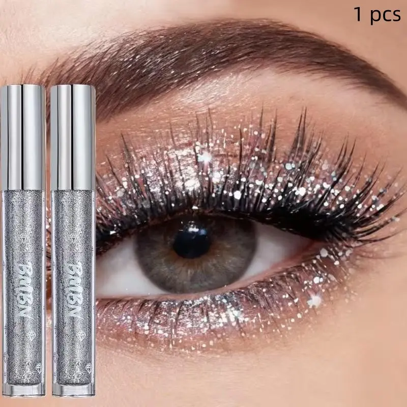 Diamond Shimmer Steel Tube Mascara, Curling mascara, Beauty mascara, Waterproof and smudge-proof, long-lasting without flaking, sparkling glossy eye makeup essential, suitable for every lash, easy to use, perfect for parties, music festivals