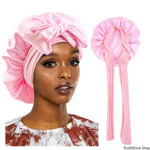 Women’s Satin Sleep Cap Wide Band Stretch Bonnet Silky Head Wrap Comfortable Night Hair Cover for Sleeping Shower Hair Care Daily Use