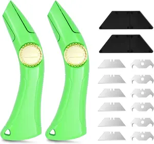 2 Sets of Heavy-Duty Roofing Shark Knives - Each Set Includes 6 Fixed Blades & 1 Blade Box - Ideal for Cutting Drywall, Duct, Carpet, and Cardboard (2)