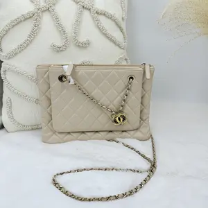 Pre-owned CHANEL CC Drawstring Double Zip Crossbody Pouch in quilted lambskin WWL