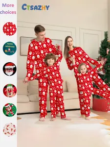 Family Christmas Pajama Set, Cute Santa Claus Print, Soft Fabric, Fitted Design, Perfect for Fall & Winter Holidays!
