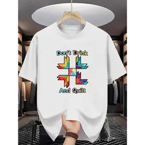 Men'S T-Shirt with Quilting Humor: Don'T Drink And Quilt, Featuring a Funny Patchwork Design, Made from High-Quality Pure for Lasting Casual Style