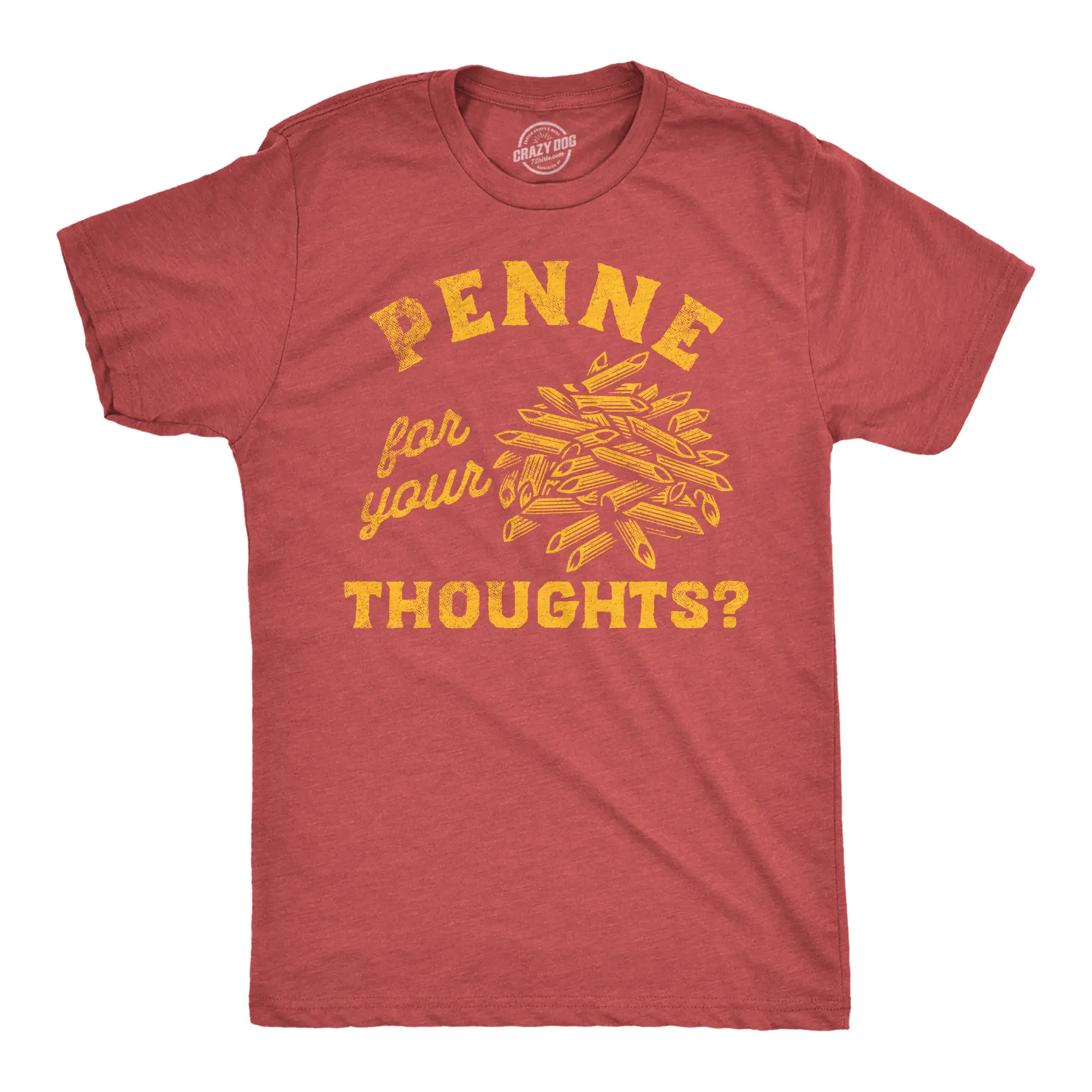Mens Funny T Shirts Penne for Your Thoughts Sarcastic Pasta Graphic Tee for Men Mens Funny T Shirts Cool Vintage Fashion T-Shirt Gift Classic Menswear Sarcastic Apparel for Men Funny Food Short Sleeve Novelty Red -