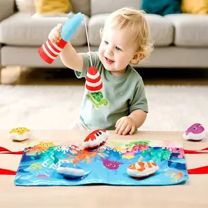 Children Fishing Toy Educational Montessori Fish Game, Fabric Intelligence Development, Infant Baby Brain Enlightenment, Hand-Eye Coordination Early Education Toy