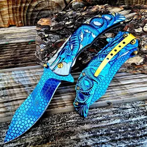 Classic 8.5" Chef's Knife Dragon Sculpt High Carbon Steel Blade Multicolor