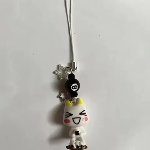 Charming Handmade Beaded Cat Phone Charm Pendant, Cute Kitty Design, Perfect Cell Phone Accessories, Unique Gift Idea, Phone Keychain, Cell Phone Charms