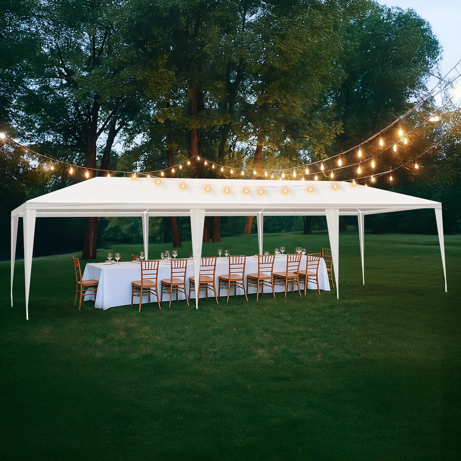 10x20ft /10x30ft Outdoor Party Tent, Heavy Duty Waterproof PE Canopy Tent, White Large Gazebo for Wedding Backyard Event Parking Shed
