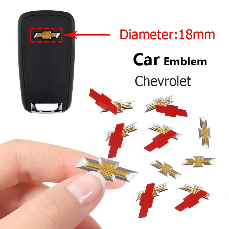 10Pcs 18mm Car, Automotive Remote Key Fob Emblem Aluminium Badge Sticker Replacement Accessories For Chevrolet Corvette Montana TrailBlazer Silverado Traverse Camaro Suburban Equinox Bolt Cruze Malibu Colorado Trax SS Spark Car Accessory