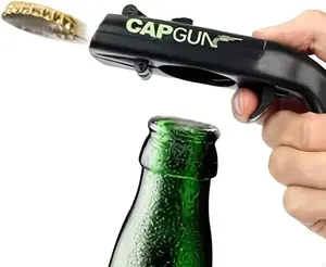 Black Bottle Opener 13cm Creative Fun Shooting Gun Design for Family Gatherings Party Games Bars Outdoor BBQs Father's Day Birthday Christmas Gifts Kitchen Utensils