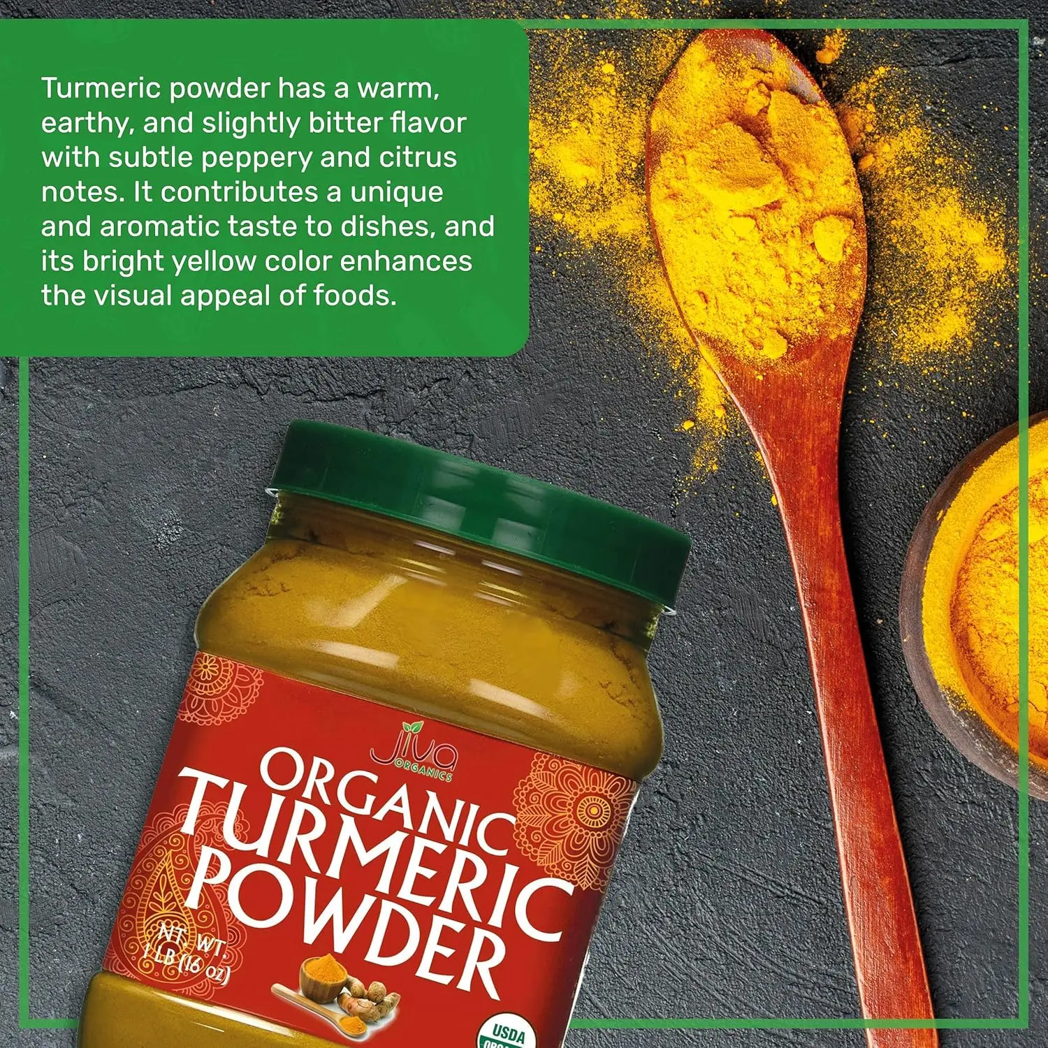 Organic Turmeric Powder, 1 lb Jar - 100% Raw with Curcumin, Lab Tested Organic Turmeric Powder, 1 lb Jar - 100% Raw with Curcumin, Lab Tested