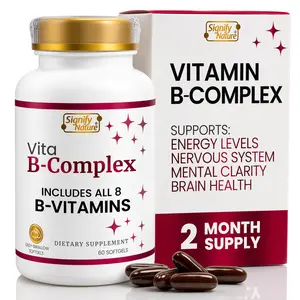 SIGNIFY NATURE VitaBComplex with all 8 B Complex Vitamins for Women & Men, BComplex Supplements, VIT B1, B2, B3, B5, B6, B8, B9, B12, Super B Softgels - 60 CT