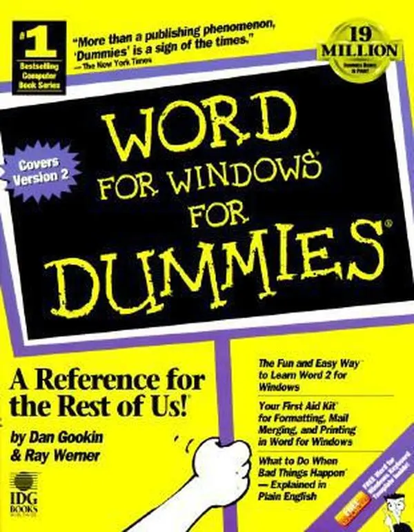 Used Literature Book - Word for Windows for Dummies by Dan Gookin (Paperback, 187805886x) - English Reading Materials, Learning Windows Guide with Lighthearted Approach