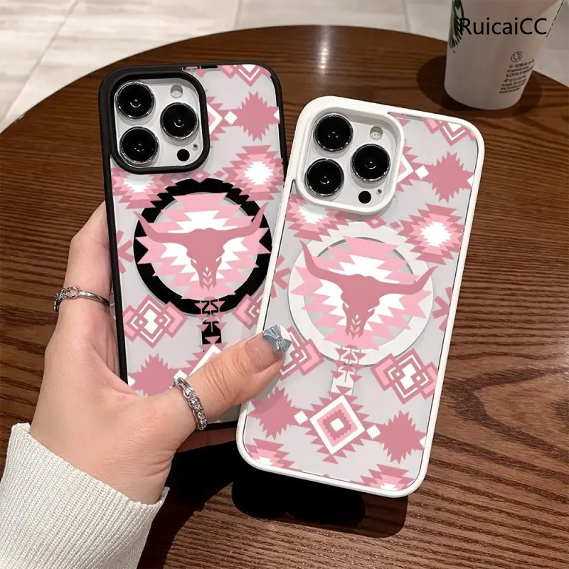 Premium Phone Cases for iPhone11/12/13/14/15/16//17/Air/promax/Plus Western Pink Cowboy Bull Head Geometry y2k cased Ready, Anti-Fall, Springtok and Ultra-Thin Design |   Perfect for Everyday Use Protector Screen Protector Compatible with Samsung Galaxy S