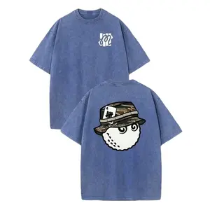 Retro Creative Golf Pattern Double Sided Printed T Shirt 230G Heavyweight Washed Cotton Oversized Crewneck Unisex Casual Top Classic Street Style Golf Sport Leisure Summer Fashion Apparel Daily Retro Outfit for Men and Women