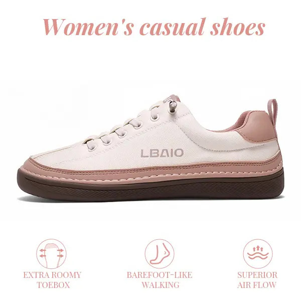 LBAIO Women's Low Top Ankle Barefoot Casual Shoes - Wide Toe Box, 0-Drop Sole, Bunion-Friendly, Lightweight, Flexible Sole Trainers, Everyday Shoe for Walking & Work, Casual Sneaker Flat