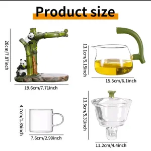 Panda Tea Set - Includes Panda Design, 13.5cm Pitcher, 4.7cm Mug, 15.5cm Pitcher & 11.2cm Pitcher
