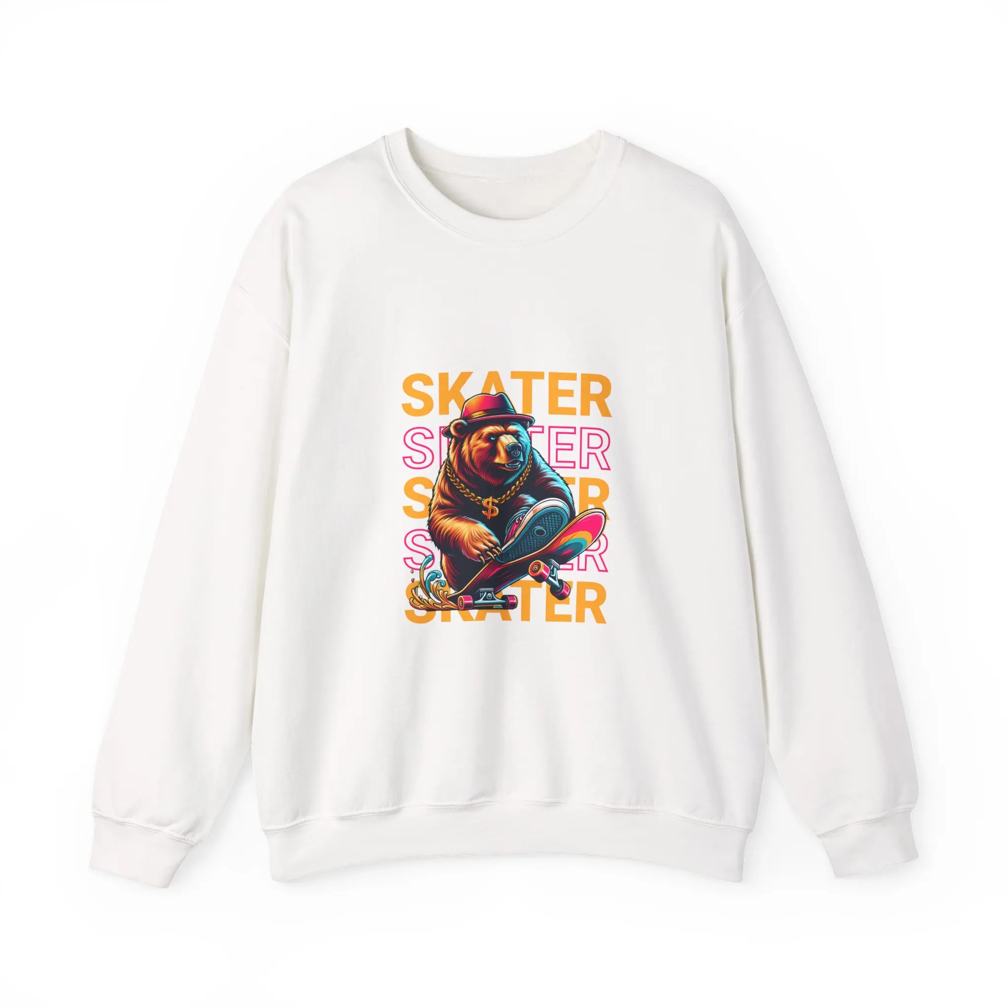 Skater Bear Crewneck Sweatshirt - Cool Aesthetic for Skate Lovers, Perfect Gift for Birthdays, Casual Wear, Unisex Sweater, Streetwear